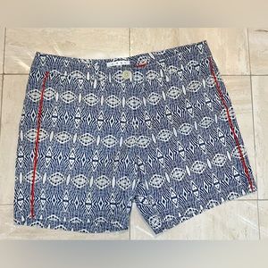 Cabi Prep Shorts Blue White Ikat Print Size 10 Style #326